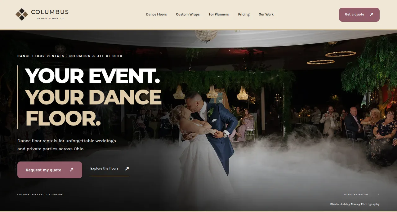 Champagne Frame: preview of the actual homepage header