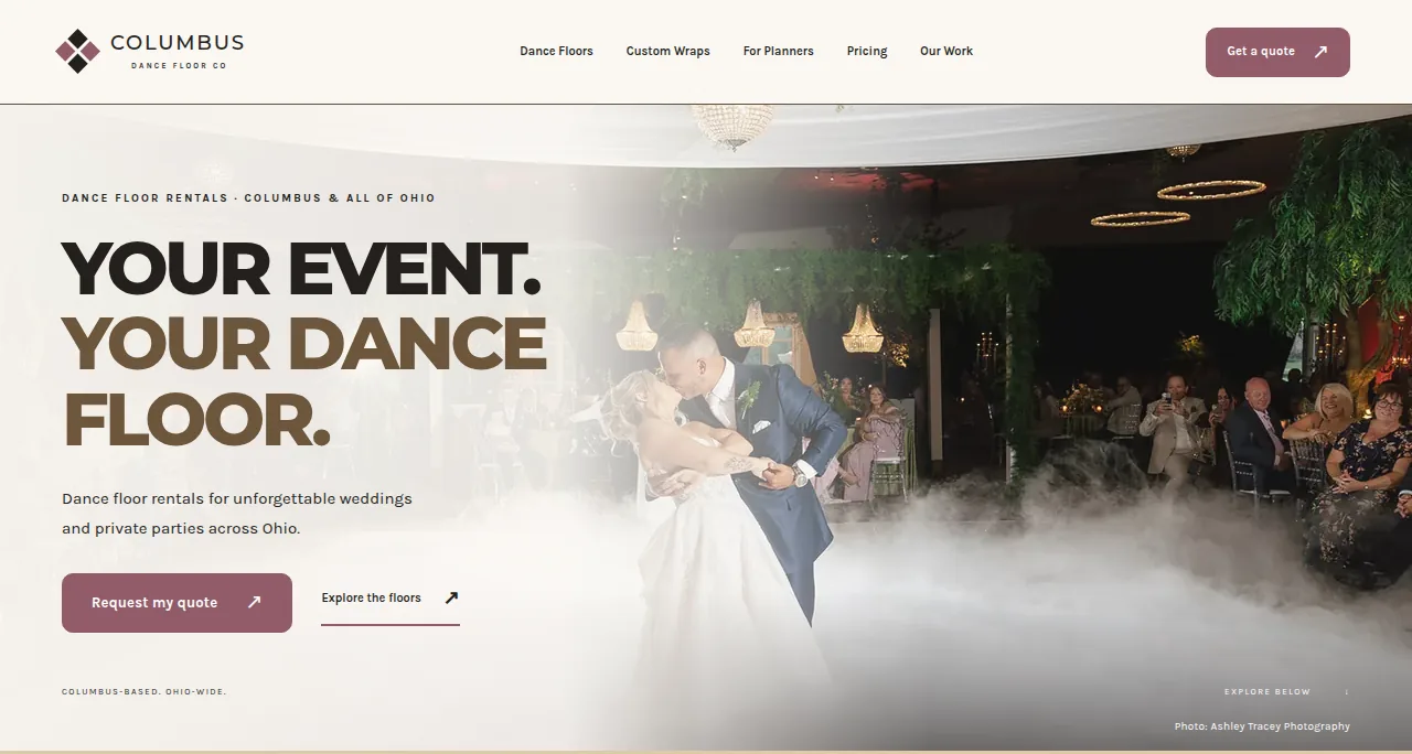 Ivory Editorial: preview of the actual homepage header